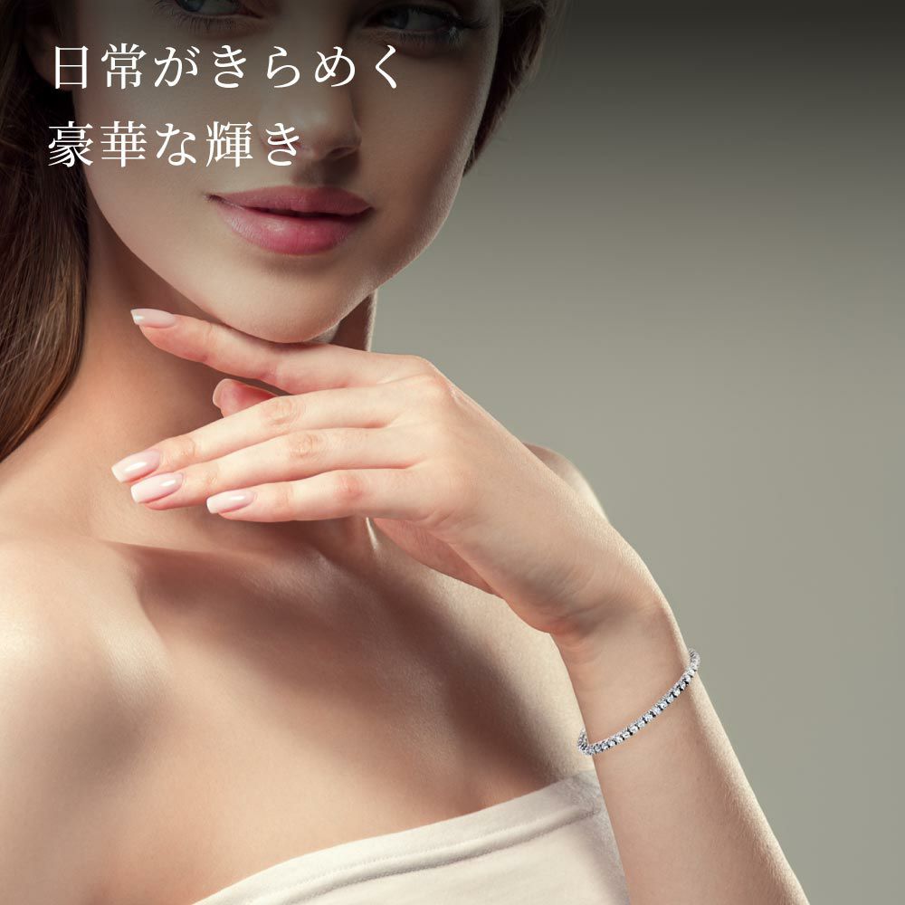 豪華 5カラット テニスブレスレット czダイヤモンド シルバー925 