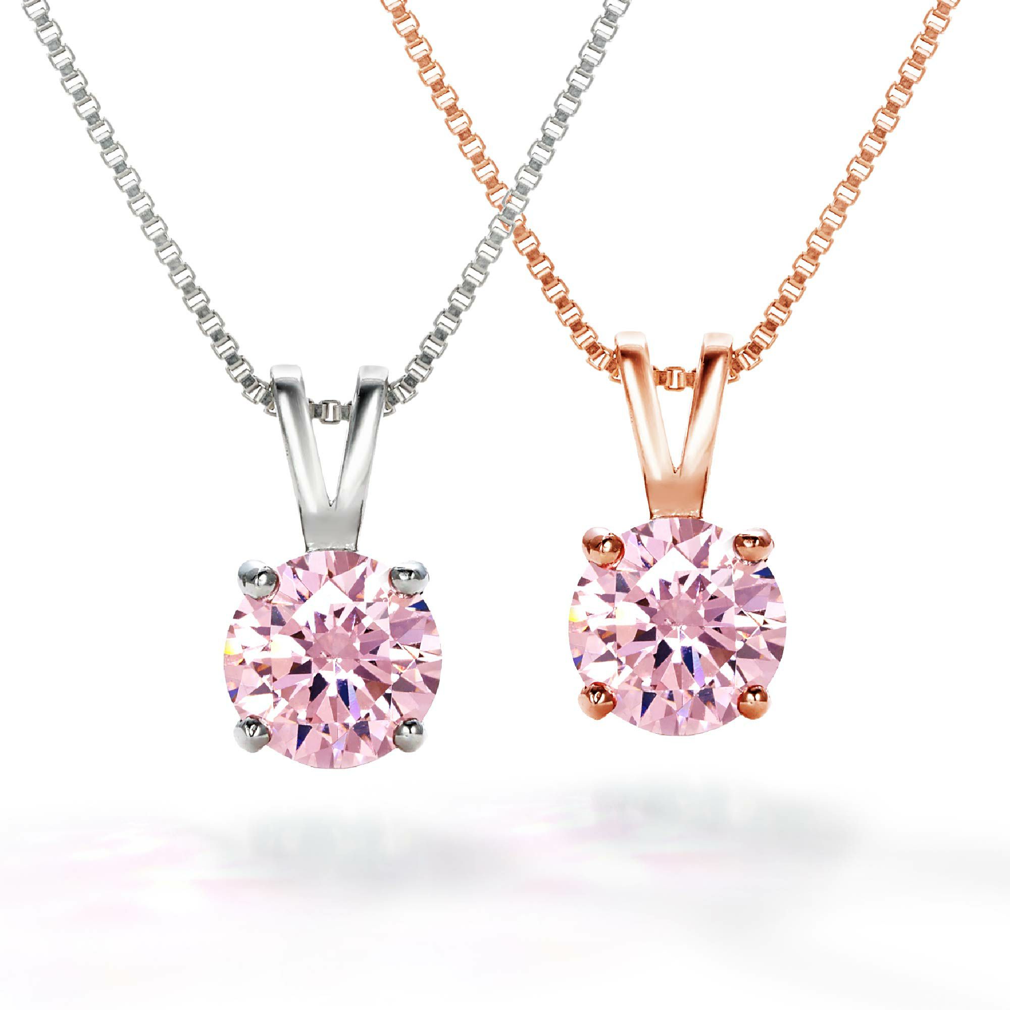豪華 1.25カラット czピンクダイヤモンド ネックレス シルバー925 