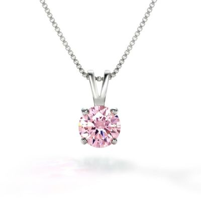 豪華 1.25カラット czピンクダイヤモンド ネックレス シルバー925