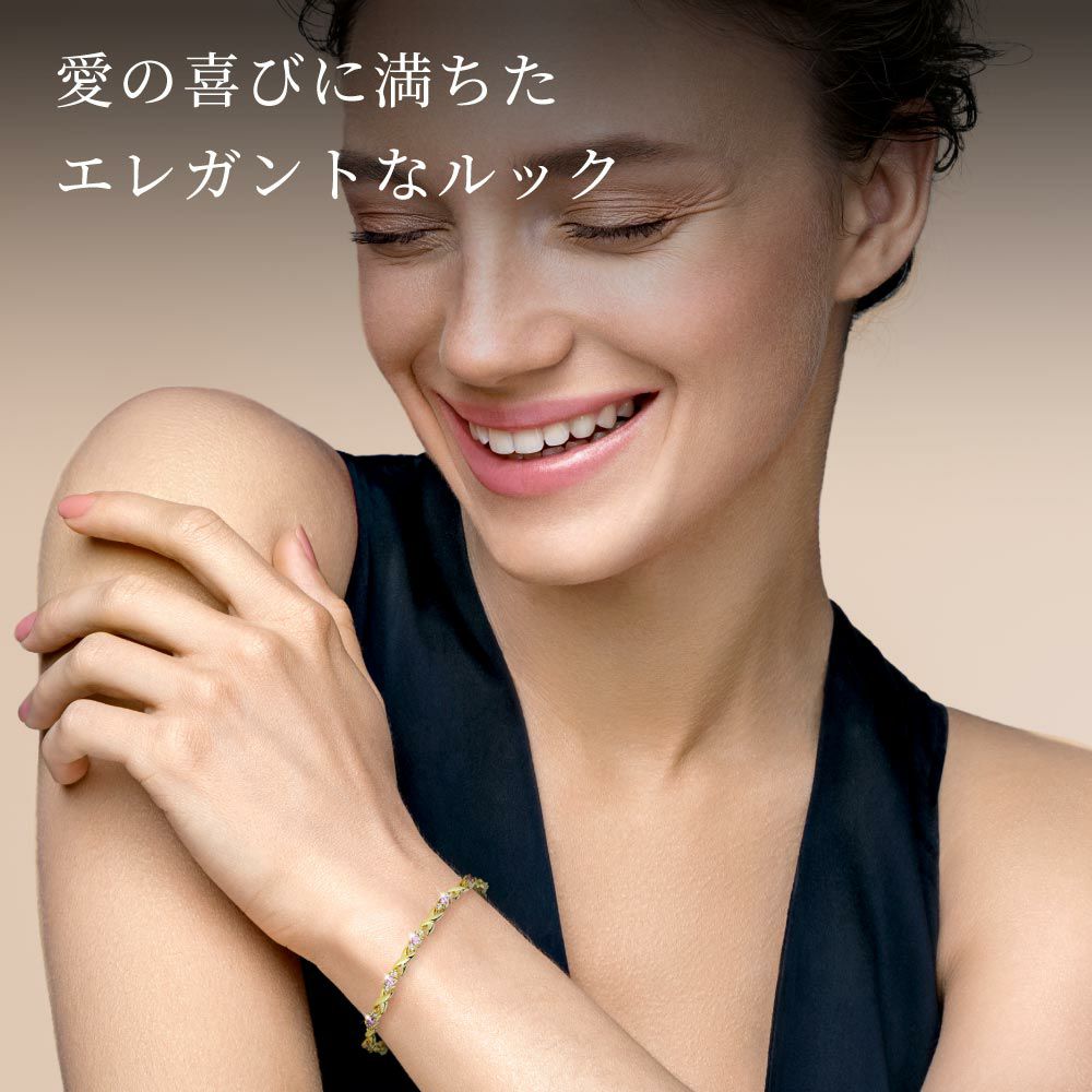 Little Pink Flower Gold czピンクダイヤモンド ブレスレット