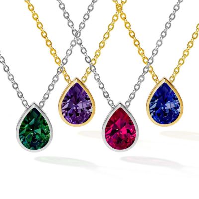 【30%OFF】誕生石カラー ネックレス ペアシェイプ