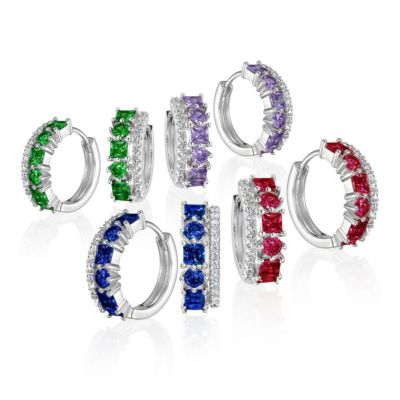 【10%OFF】誕生石 ハーフエタニティ フープピアス