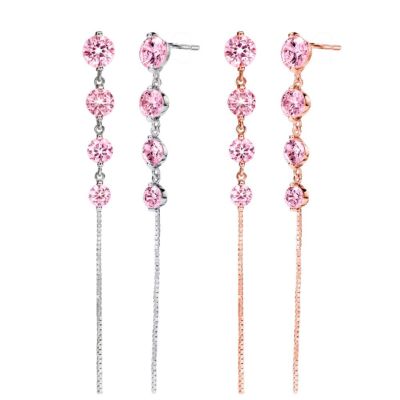 揺れる ロング チェーン ピアス ピンク